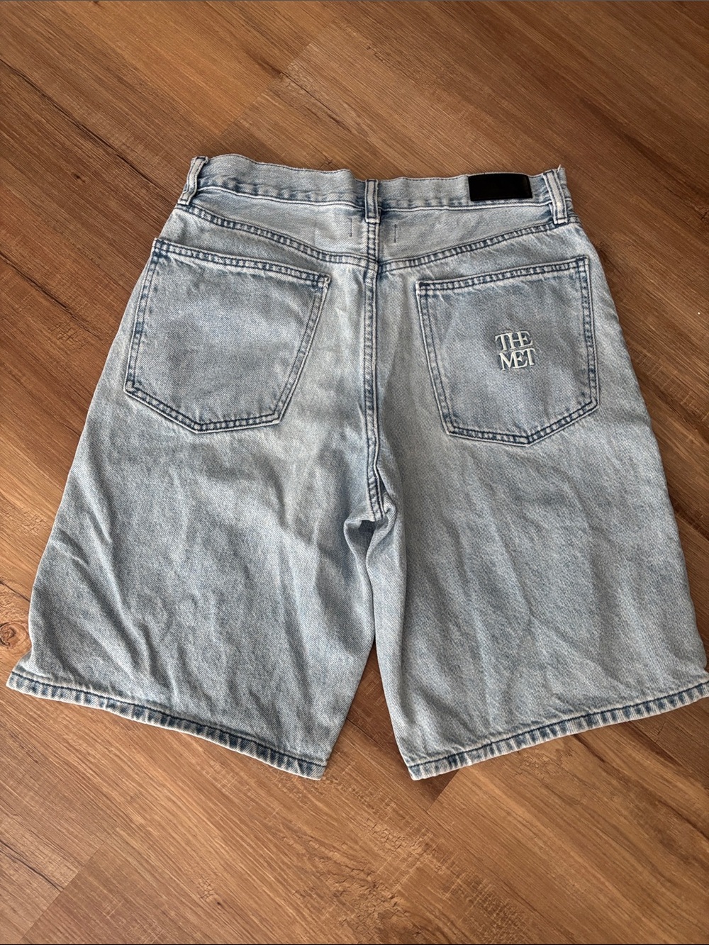 Light Blue Floral-Embroidered Men's Denim Jorts - Picture 6 of 6